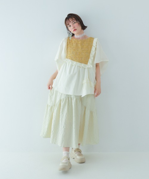 unica(ユニカ)の「フリンジドルマンスリーブワンピース laides(ワンピース・レディース・オフホワイト/ブラック×ホワイト・F)」の1枚目の写真