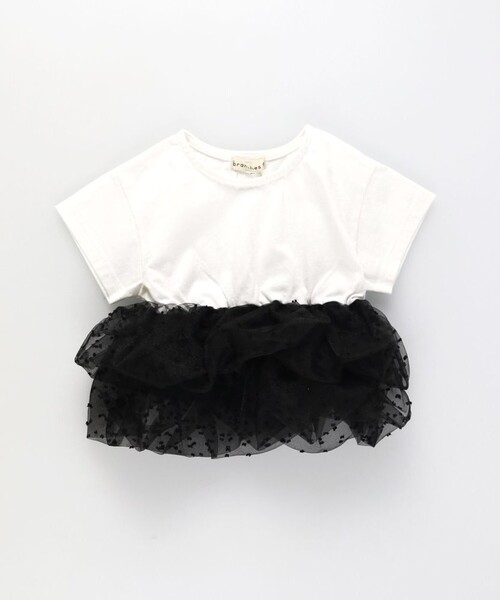 BRANSHES（ブランシェス）の「【b.+A】金子綾/ドットフリル付きチュニック（チュニック・キッズ・オフホワイト/その他/ブラック・150/120/100/90/140/130/110）」の4枚目の写真