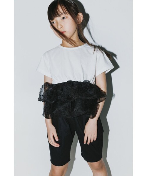 BRANSHES（ブランシェス）の「【b.+A】金子綾/ドットフリル付きチュニック（チュニック・キッズ・オフホワイト/その他/ブラック・150/120/100/90/140/130/110）」の5枚目の写真