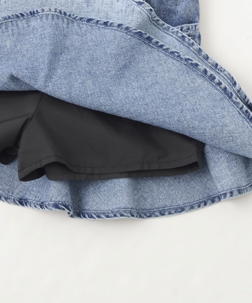 PINK-latte（ピンクラテ）の「裾フレアデニムスカート（スカート・キッズ・オフホワイト/ブラック/サックスブルー・120cm/140cm/160cm/150cm/130cm）」の11枚目の写真