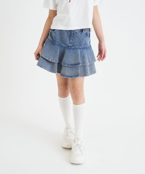 PINK-latte（ピンクラテ）の「裾フレアデニムスカート（スカート・キッズ・オフホワイト/ブラック/サックスブルー・120cm/140cm/160cm/150cm/130cm）」の18枚目の写真