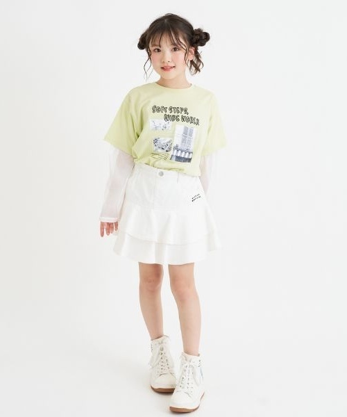 PINK-latte（ピンクラテ）の「裾フレアデニムスカート（スカート・キッズ・オフホワイト/ブラック/サックスブルー・120cm/140cm/160cm/150cm/130cm）」の19枚目の写真