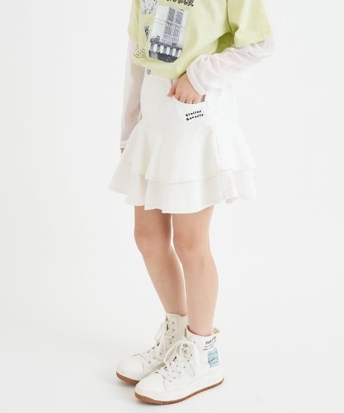 PINK-latte（ピンクラテ）の「裾フレアデニムスカート（スカート・キッズ・オフホワイト/ブラック/サックスブルー・120cm/140cm/160cm/150cm/130cm）」の20枚目の写真