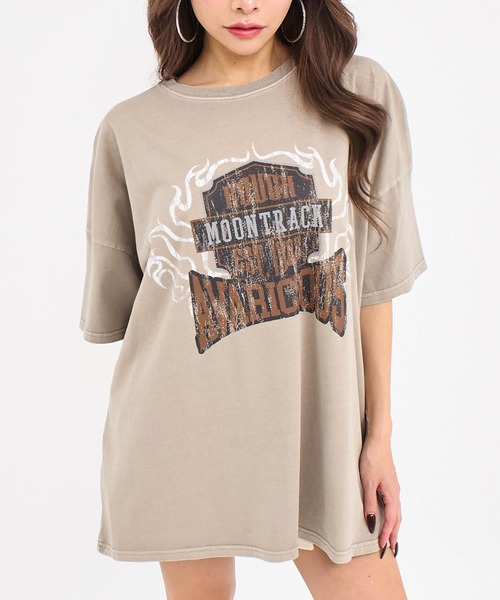 ANAP（アナップ）の「ピグメント加工 オーバーサイズ Tシャツ（Tシャツ/カットソー・レディース・ベージュ/ライトグレー/ダークブラック・F）」の3枚目の写真
