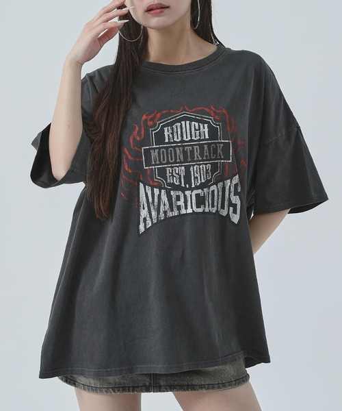 ANAP（アナップ）の「ピグメント加工 オーバーサイズ Tシャツ（Tシャツ/カットソー・レディース・ベージュ/ライトグレー/ダークブラック・F）」の2枚目の写真