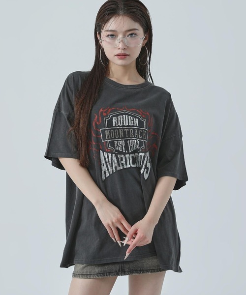 ANAP（アナップ）の「ピグメント加工 オーバーサイズ Tシャツ（Tシャツ/カットソー・レディース・ベージュ/ライトグレー/ダークブラック・F）」の4枚目の写真