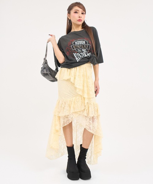 ANAP（アナップ）の「ピグメント加工 オーバーサイズ Tシャツ（Tシャツ/カットソー・レディース・ベージュ/ライトグレー/ダークブラック・F）」の10枚目の写真