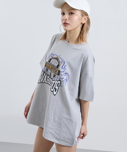 ANAP（アナップ）の「ピグメント加工 オーバーサイズ Tシャツ（Tシャツ/カットソー・レディース・ベージュ/ライトグレー/ダークブラック・F）」の12枚目の写真