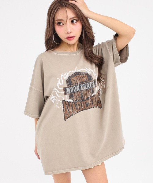ANAP（アナップ）の「ピグメント加工 オーバーサイズ Tシャツ（Tシャツ/カットソー・レディース・ベージュ/ライトグレー/ダークブラック・F）」の15枚目の写真