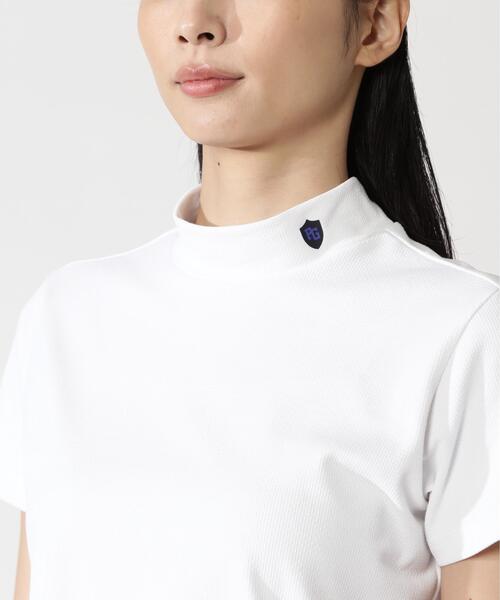 PEARLY GATES（パーリーゲイツ）の「FDエコロジスタ150d×FD40/ベアジャガードUV半袖ハイネックカットソー（Tシャツ/カットソー・レディース・ブルー/ネイビー・MEDIUM/SMALL）」の9枚目の写真