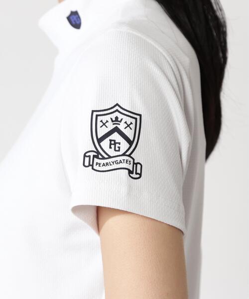 PEARLY GATES（パーリーゲイツ）の「FDエコロジスタ150d×FD40/ベアジャガードUV半袖ハイネックカットソー（Tシャツ/カットソー・レディース・ブルー/ネイビー・MEDIUM/SMALL）」の11枚目の写真