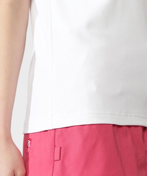 PEARLY GATES（パーリーゲイツ）の「FDエコロジスタ150d×FD40/ベアジャガードUV半袖ハイネックカットソー（Tシャツ/カットソー・レディース・ブルー/ネイビー・MEDIUM/SMALL）」の12枚目の写真