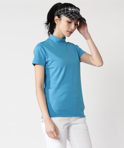 PEARLY GATES（パーリーゲイツ）の「FDエコロジスタ150d×FD40/ベアジャガードUV半袖ハイネックカットソー（Tシャツ/カットソー・レディース・ブルー/ネイビー・MEDIUM/SMALL）」の17枚目の写真