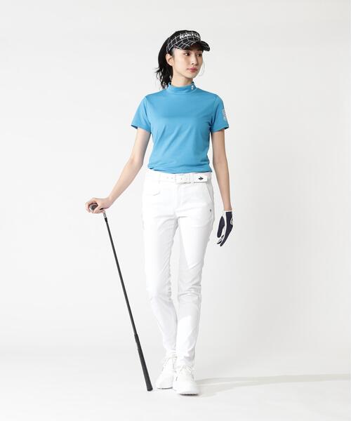 PEARLY GATES（パーリーゲイツ）の「FDエコロジスタ150d×FD40/ベアジャガードUV半袖ハイネックカットソー（Tシャツ/カットソー・レディース・ブルー/ネイビー・MEDIUM/SMALL）」の18枚目の写真