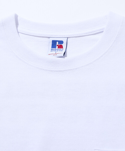 FREAK'S STORE(フリークスストア)の「限定展開 RUSSELL ATHLETIC×FREAK'S STORE ラッセル アスレチック 別注 ビッグシルエット ロゴバックプリント ポケット Tシャツ(Tシャツ/カットソー・メンズ・ピンク/ホワイト/ネイビー/ブラック/チャコールグレー・SMALL/LARGE/MEDIUM)」の11枚目の写真