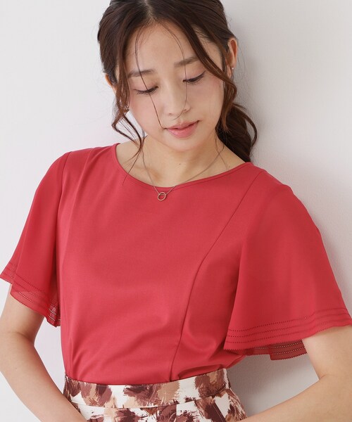 COUP DE CHANCE(クードシャンス)の「【手洗い可】フレアスリーブカットソー(Tシャツ/カットソー・レディース・ピンク系/ホワイト/ブルー/ブラック/ベージュ・34/36/38/40)」の5枚目の写真