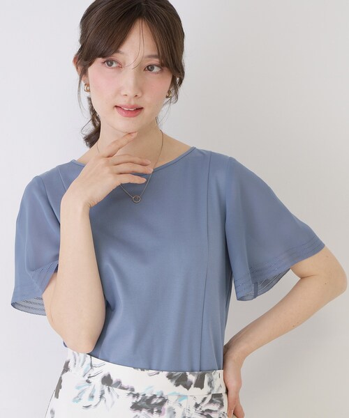 COUP DE CHANCE(クードシャンス)の「【手洗い可】フレアスリーブカットソー(Tシャツ/カットソー・レディース・ピンク系/ホワイト/ブルー/ブラック/ベージュ・34/36/38/40)」の4枚目の写真