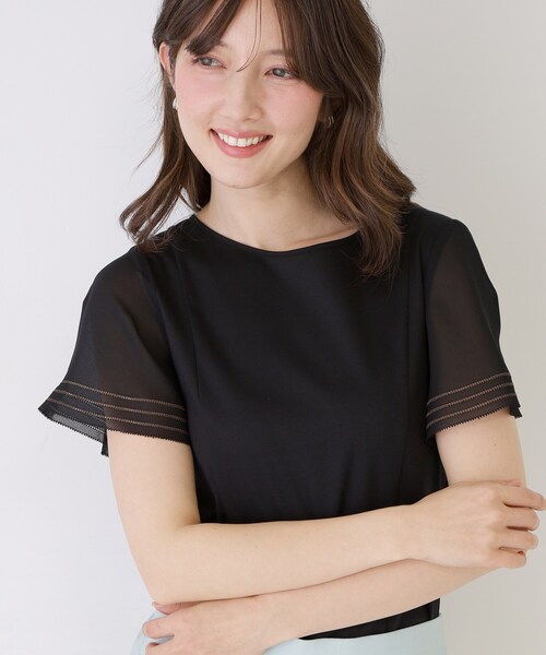 COUP DE CHANCE(クードシャンス)の「【手洗い可】フレアスリーブカットソー(Tシャツ/カットソー・レディース・ピンク系/ホワイト/ブルー/ブラック/ベージュ・34/36/38/40)」の6枚目の写真