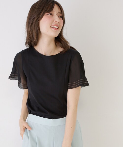 COUP DE CHANCE(クードシャンス)の「【手洗い可】フレアスリーブカットソー(Tシャツ/カットソー・レディース・ピンク系/ホワイト/ブルー/ブラック/ベージュ・34/36/38/40)」の7枚目の写真