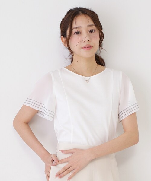 COUP DE CHANCE(クードシャンス)の「【手洗い可】フレアスリーブカットソー(Tシャツ/カットソー・レディース・ピンク系/ホワイト/ブルー/ブラック/ベージュ・34/36/38/40)」の14枚目の写真