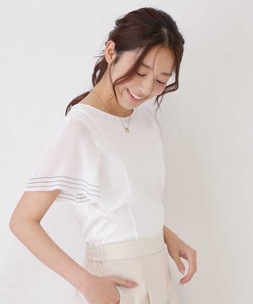 COUP DE CHANCE(クードシャンス)の「【手洗い可】フレアスリーブカットソー(Tシャツ/カットソー・レディース・ピンク系/ホワイト/ブルー/ブラック/ベージュ・34/36/38/40)」の15枚目の写真