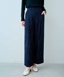 IEDIT キレイ見えして伸び伸びらくちん すとんときれいな美脚ラインをつくる美ノビストライプワイドパンツ