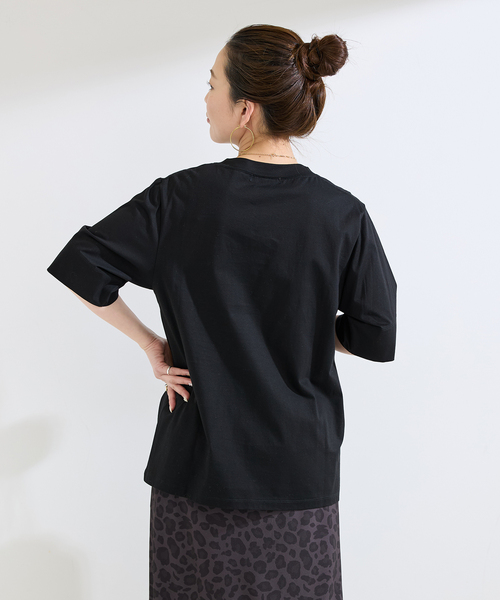 B.C STOCK(ベーセーストック)の「【WEB+一部店舗限定】ウォッシャブル / 接触冷感 / コンパクト天竺Tシャツ(Tシャツ/カットソー・レディース・サックスブルー/カーキ/ブラック/ホワイト・FREE)」の10枚目の写真