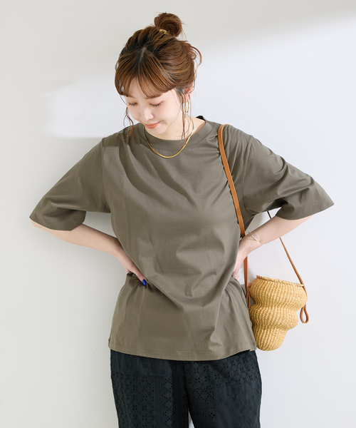 B.C STOCK(ベーセーストック)の「【WEB+一部店舗限定】ウォッシャブル / 接触冷感 / コンパクト天竺Tシャツ(Tシャツ/カットソー・レディース・サックスブルー/カーキ/ブラック/ホワイト・FREE)」の21枚目の写真