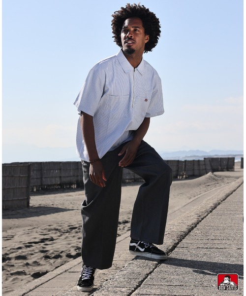 BEN DAVIS(ベンデイビス)の「HICKORY Half Zip Shirts/ ハーフジップシャツ 裾フリンジ ヴィンテージテイスト(Tシャツ/カットソー・メンズ・インディゴブルー/ブラウン/サックスブルー・LARGE/MEDIUM/X-LARGE)」の7枚目の写真