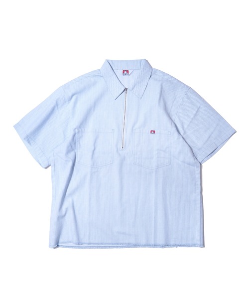 BEN DAVIS(ベンデイビス)の「HICKORY Half Zip Shirts/ ハーフジップシャツ 裾フリンジ ヴィンテージテイスト(Tシャツ/カットソー・メンズ・インディゴブルー/ブラウン/サックスブルー・LARGE/MEDIUM/X-LARGE)」の11枚目の写真