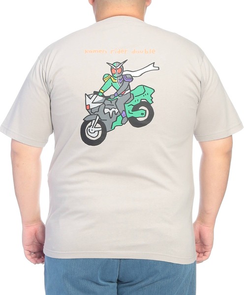 SAKAZEN(サカゼン)の「Tシャツ 半袖 メンズ 大きいサイズ 仮面ライダー ダブル クルーネック カットソー 仮面ライダー (カメンライダー)(Tシャツ/カットソー・メンズ・ネイビー/グレイッシュベージュ・3L/5L/4L)」の6枚目の写真