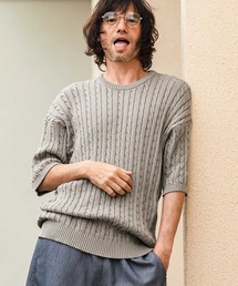 mn3238- Cable Knit Short Sleeve Knit Pullover 半袖ニット(S69826cmb)