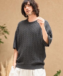 mn3238- Cable Knit Short Sleeve Knit Pullover 半袖ニット(S69826cmb)