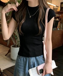 ハイネック メッシュ切り替え リブニット