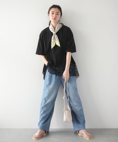 Green Parks(グリーンパークス)の「裾イレヘムレースプルオーバー(Tシャツ/カットソー・レディース・チャコールグレー/オフホワイト/ブラック・FREE)」の5枚目の写真