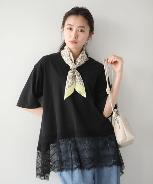 Green Parks(グリーンパークス)の「裾イレヘムレースプルオーバー(Tシャツ/カットソー・レディース・チャコールグレー/オフホワイト/ブラック・FREE)」の8枚目の写真