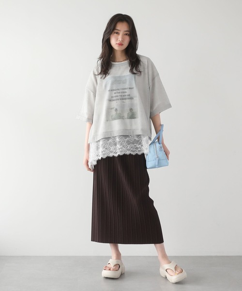 Green Parks(グリーンパークス)の「裾イレヘムレースプルオーバー(Tシャツ/カットソー・レディース・チャコールグレー/オフホワイト/ブラック・FREE)」の9枚目の写真