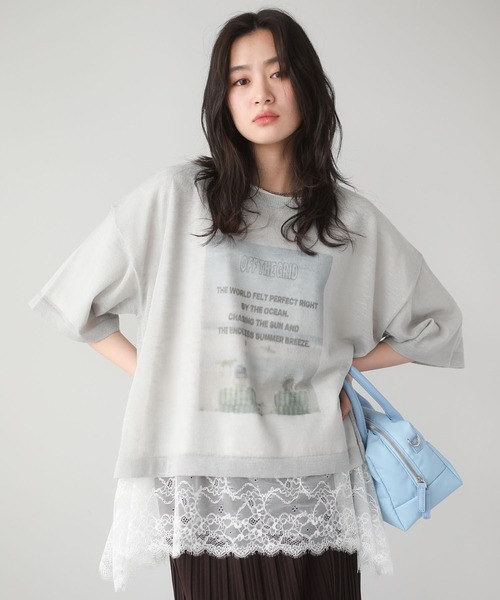 Green Parks(グリーンパークス)の「裾イレヘムレースプルオーバー(Tシャツ/カットソー・レディース・チャコールグレー/オフホワイト/ブラック・FREE)」の11枚目の写真