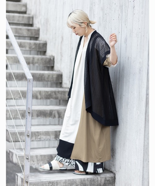 OSMOSIS（オズモーシス）の「【WEB限定アイテム】ストライプニットジレ（ニット/セーター・レディース・その他/ブラック・ONE SIZE）」の6枚目の写真