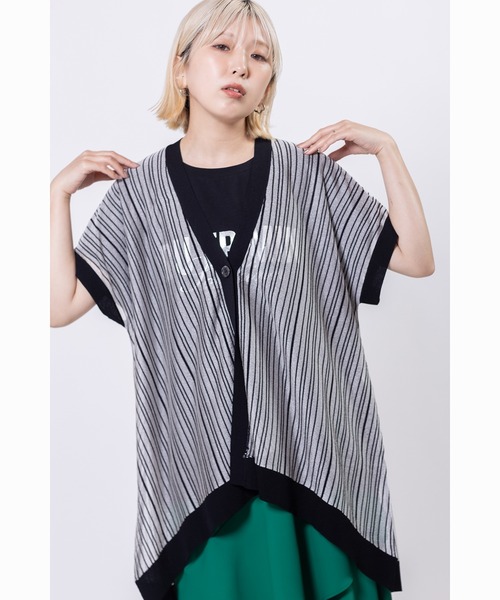 OSMOSIS（オズモーシス）の「【WEB限定アイテム】ストライプニットジレ（ニット/セーター・レディース・その他/ブラック・ONE SIZE）」の11枚目の写真