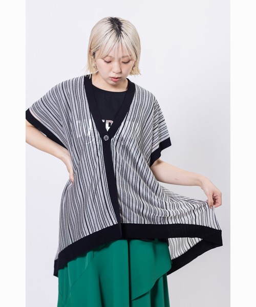 OSMOSIS（オズモーシス）の「【WEB限定アイテム】ストライプニットジレ（ニット/セーター・レディース・その他/ブラック・ONE SIZE）」の12枚目の写真