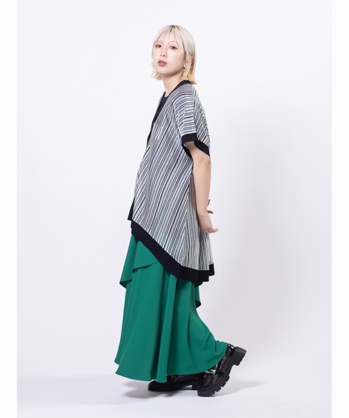 OSMOSIS（オズモーシス）の「【WEB限定アイテム】ストライプニットジレ（ニット/セーター・レディース・その他/ブラック・ONE SIZE）」の16枚目の写真