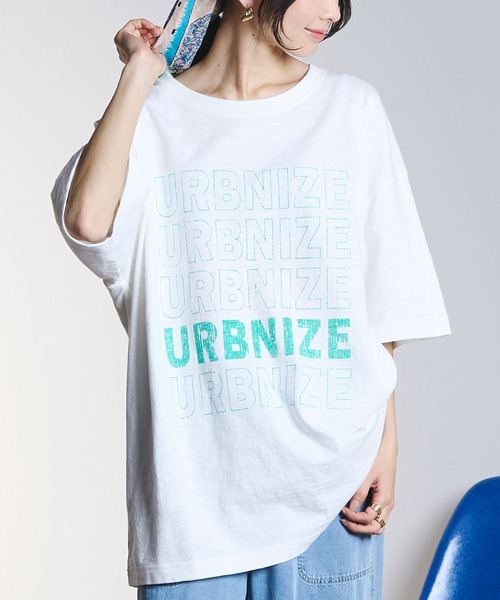 ROSE BUD(ローズバッド)の「TEXT BIG TEE(Tシャツ/カットソー・レディース・オフホワイト/チャコールグレー・ONE SIZE)」の2枚目の写真