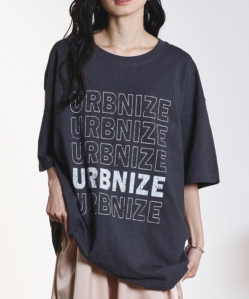 ROSE BUD(ローズバッド)の「TEXT BIG TEE(Tシャツ/カットソー・レディース・オフホワイト/チャコールグレー・ONE SIZE)」の1枚目の写真