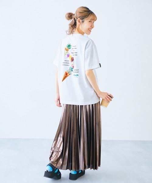 devirock(デビロック)の「デビロック×【アイス】 ひやシャリ 接触冷感 大人 アイスプリント 半袖Tシャツ(Tシャツ/カットソー・レディース・ホワイト系2/ホワイト系1/ライラック系1/ブラック系1/ホワイト系3・L/M/LL)」の8枚目の写真