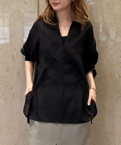 Rouge vif Anna(ルージュヴィフアンナ)の「ヴィンテージメッシュプルオーバー/シャツ/ブラウス/夏服/シアートップス/オフィスカジュアル(シャツ/ブラウス・レディース・ベージュ/ブラック・フリー)」の19枚目の写真