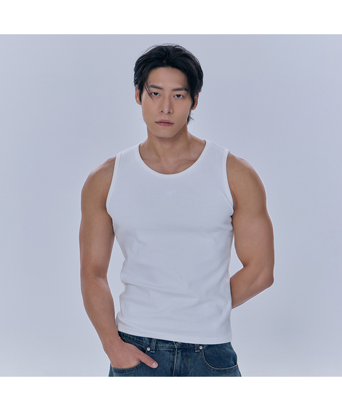 NINEZ（ナインゼット）の「コットンリブスリーブレス（2カラー）（Tシャツ/カットソー・メンズ・ホワイト/ブラック・MEDIUM/LARGE/X-LARGE/2XL）」の2枚目の写真