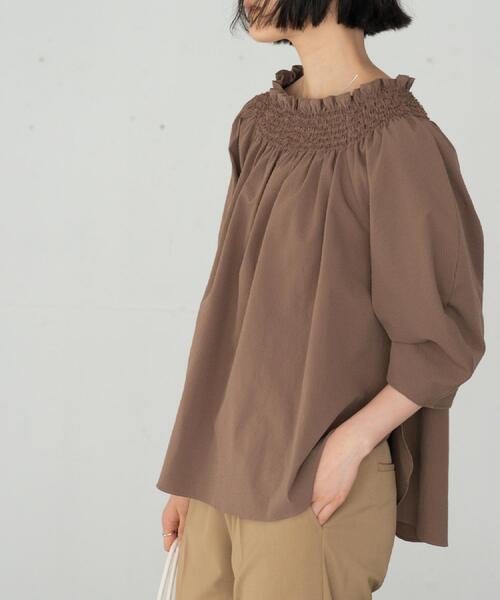 GALLEST（ギャレスト）の「サッカーオフショルブラウス【再入荷／2WAY】（シャツ/ブラウス・レディース・ライトグリーン/ホワイト/レッド系1/ブラック/ブラウン系・38）」の9枚目の写真