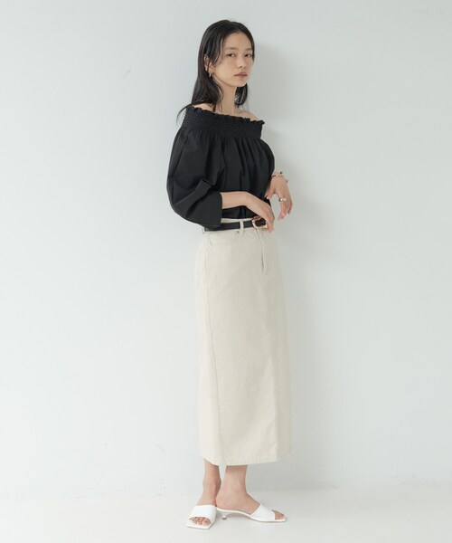 GALLEST（ギャレスト）の「サッカーオフショルブラウス【再入荷／2WAY】（シャツ/ブラウス・レディース・ライトグリーン/ホワイト/レッド系1/ブラック/ブラウン系・38）」の13枚目の写真