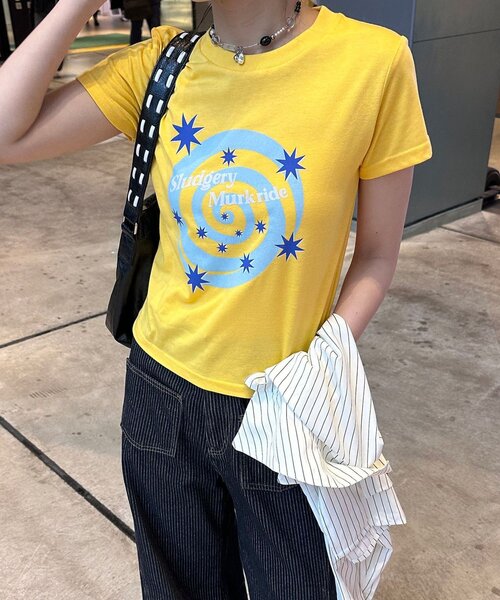 CIAOPANIC(チャオパニック)の「アソート柄コンパクトカラーTee(Tシャツ/カットソー・レディース・ブルー/イエロー/ライム/ホワイト・ONE SIZE)」の1枚目の写真